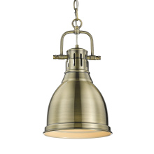 Golden 3602-S AB-AB - Yep by Golden Lighting Duncan 1-light 9in Chain Hung Pendant in Aged Brass